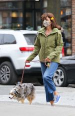 HELENA CHRISTENSEN Out with Her Dog in New York 04/09/2021