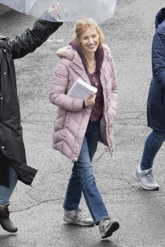 JESSICA CHASTAIN on the Set of The Good Nurse in New York 04/17/2021