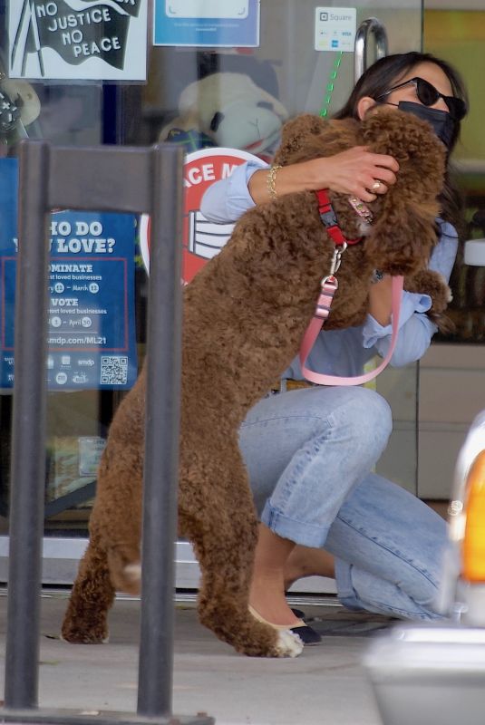 JORDANA BREWSTER with Her Dog at Groomer in Brentwood 03/31/2021