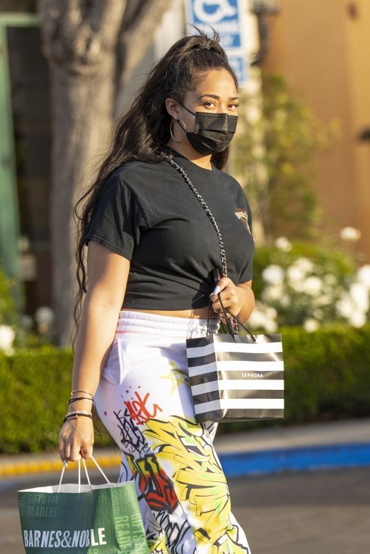JORDYN WOODS Shopping at Sephora and Barnes and Nobel in Calabasas 04/15/2021