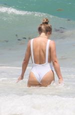 JULIANNE HOUGH in a White Swimsuit at a Beach in Tulum 04/29/2021