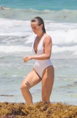 JULIANNE HOUGH in a White Swimsuit at a Beach in Tulum 04/29/2021