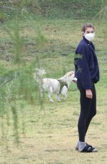 KAIA GERBER Out with her Dog at a Park in Hollywood 04/22/2021