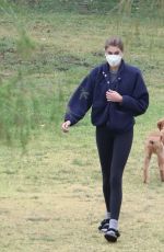 KAIA GERBER Out with her Dog at a Park in Hollywood 04/22/2021