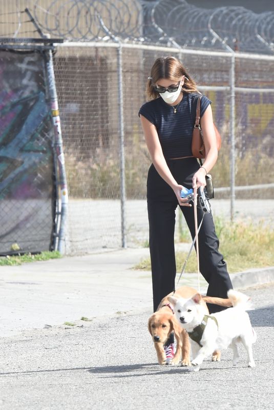 KAIA GERBER Out with Her Dogs in Los Angeles 04/24/2021