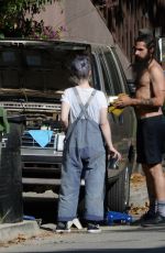 KELLY OSBOURNE and Erik Bragg Fix His Old Station Wagon in Los Angeles 04/11/2021