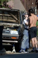 KELLY OSBOURNE and Erik Bragg Fix His Old Station Wagon in Los Angeles 04/11/2021