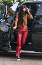 KOURTNEY KARDASHIAN in a Red Leather Pants at Nobu in Malibu 04/05/2021