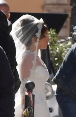 LADY GAGA in a Wedding Dress on the Set of House Of Gucci in Rome 04/08/2021