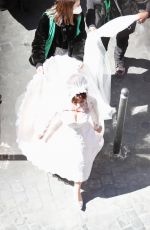 LADY GAGA in a Wedding Dress on the Set of House Of Gucci in Rome 04/08/2021