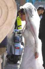 LADY GAGA in a Wedding Dress on the Set of House Of Gucci in Rome 04/08/2021