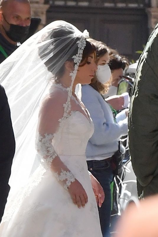 LADY GAGA in a Wedding Dress on the Set of House Of Gucci in Rome 04/08/2021