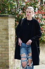 LARA STONE in Ripped Denim Out in London 04/05/2021