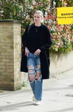 LARA STONE in Ripped Denim Out in London 04/05/2021