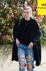 LARA STONE in Ripped Denim Out in London 04/05/2021