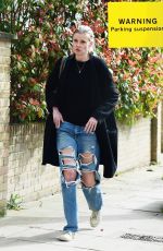 LARA STONE in Ripped Denim Out in London 04/05/2021