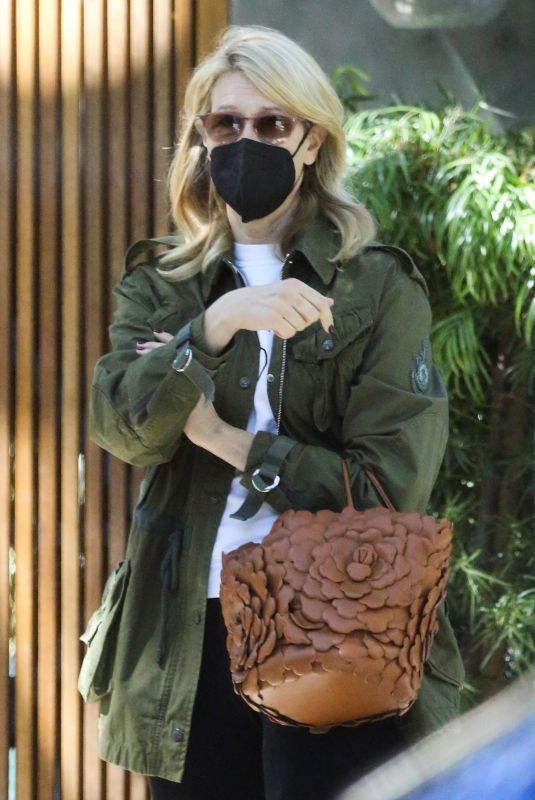 LAURA DERN Checks on Remodeling of Her Home in Santa Monica 04/28/2021