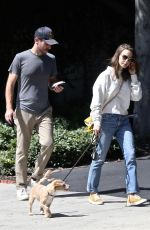 LILY COLLINS and Charlie McDowell Out with Their Dog in Los Angeles 04/10/2021