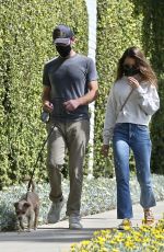 LILY COLLINS and Charlie McDowell Out with Their Dog in Los Angeles 04/10/2021