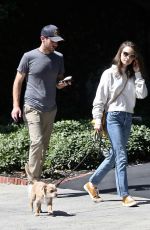 LILY COLLINS and Charlie McDowell Out with Their Dog in Los Angeles 04/10/2021