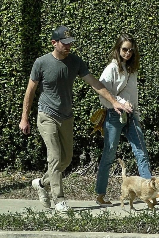 LILY COLLINS and Charlie McDowell Out with Their Dog in Los Angeles 04/10/2021