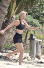 LINDSEY VONN Workout at a Beach in Tulum 04/20/2021