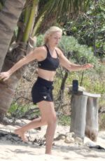 LINDSEY VONN Workout at a Beach in Tulum 04/20/2021