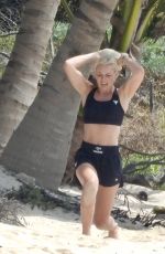 LINDSEY VONN Workout at a Beach in Tulum 04/20/2021