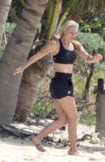 LINDSEY VONN Workout at a Beach in Tulum 04/20/2021
