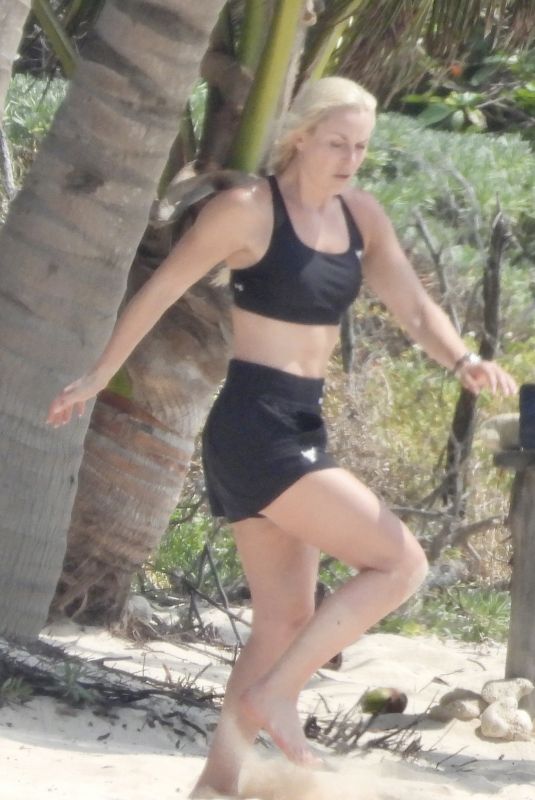 LINDSEY VONN Workout at a Beach in Tulum 04/20/2021