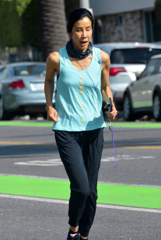 LISA LING Out Jogging in Santa Monica 04/27/2021