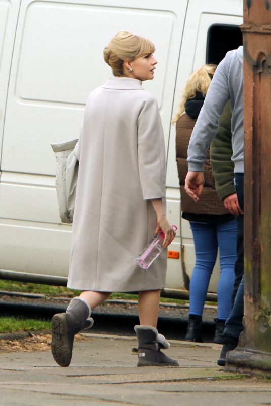 LUCY BOYNTON on the Set of The Ipcress File in Liverpool 04/08/2021