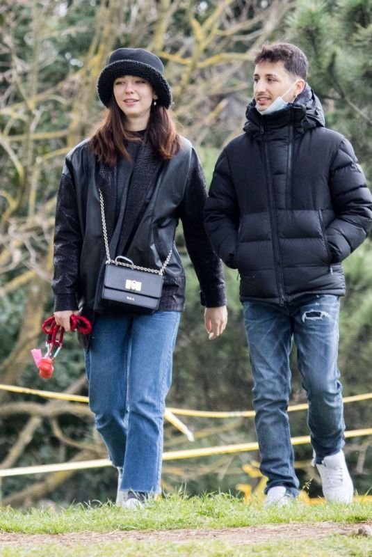 MATILDA DE ANGELIS and William Mezzanotte Kissing at a Park in Rome 04/05/2021