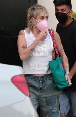 MILEY CYRUS Leaves a Hair Salon in West Hollywood 04/29/2021