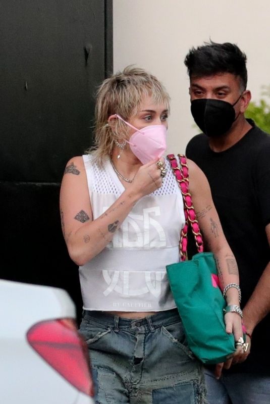 MILEY CYRUS Leaves a Hair Salon in West Hollywood 04/29/2021