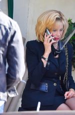 MIRA SORVINO on teh Set of American Crime Story: Impeachment in Pasadena 04/06/2021