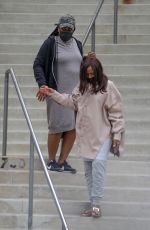 MONICA BRAITHWAITE Leaves a Medical Building in Los Angeles 04/13/2021