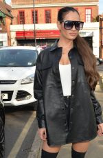 NICOLE BASS Arrives at Standard Roof Bar in Essex 04/18/2021