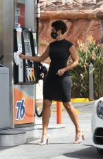NICOLE MURPHY in a Tight Dress at a Gas Station in West Hollywood 04/10/2021