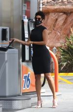 NICOLE MURPHY in a Tight Dress at a Gas Station in West Hollywood 04/10/2021