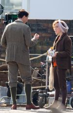 PHOEBE DYNEVOR and Matthew Goode on the Set of The Colour Room in Stoke-on-trent 04/01/2021