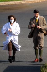 PHOEBE DYNEVOR and Matthew Goode on the Set of The Colour Room in Stoke-on-trent 04/01/2021