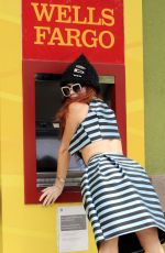 PHOEBE PRICE at a Wells Fargo ATM in Los Angeles 04/29/2021