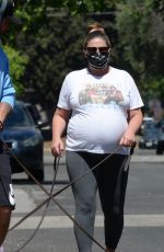 Pregnant BRITTANY CATWRIGHT Out with Her Dogs in Los Angeles 04/03/2021