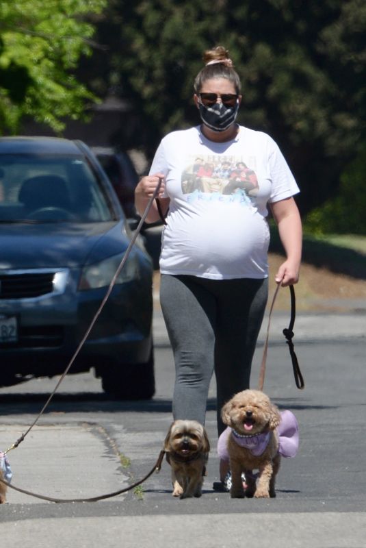 Pregnant BRITTANY CATWRIGHT Out with Her Dogs in Los Angeles 04/03/2021