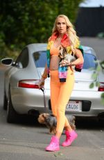 Pregnant CHRISTINE QUINN Out with Her Dogs in Los Angeles 04/13/2021
