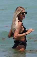 Pregnant DEVON WINDSOR in Swimsuit at a Beach in Miami 04/14/2021