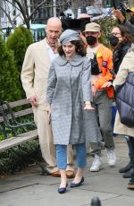 RACHEL BROSNAHAN on the Set of The Marvelous Mrs Maisel, Season 4 in New York 03/31/2021