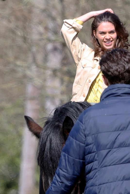 SABRINA BARTLETT on the Set of The Larkins in Surrey 04/02/2021