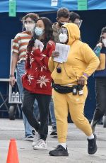ZOE SALDANA Arrives on the Set of The Bluff in Los Angeles 04/14/2021